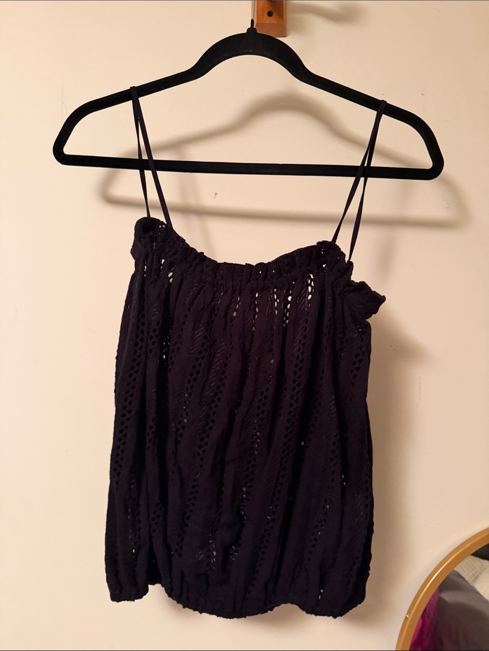 H&M Black Eyelet Camisole with Spaghetti Straps